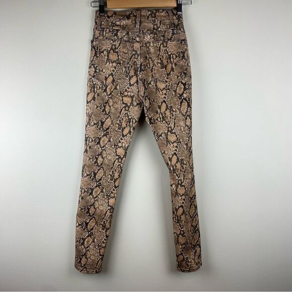 FRAME Le High Skinny Crop Coated Python snake  animal print size 24 - Picture 3 of 6